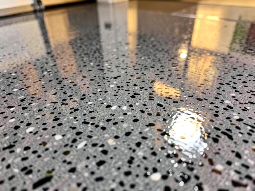 Flake epoxy floor finish example