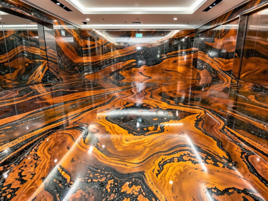 Metallic epoxy floor finish example